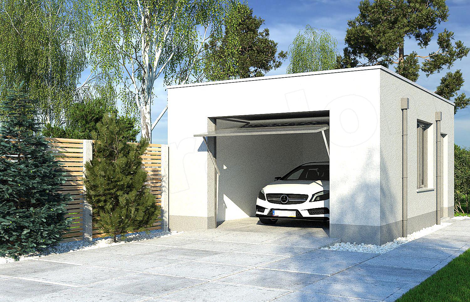 Каркасный гараж с плоской крышей